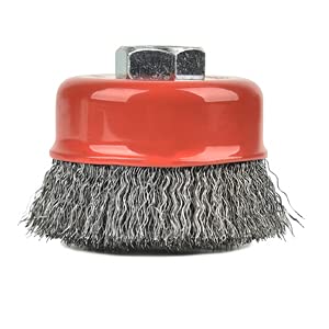 2PCS 3 Inch Carbon Steel Crimped Wire Wheel Cup Brush Set for Grinders, Coarse Crimped with 5/8-Inch-11 Threaded Arbor, Max RPM 12,500, Light-Duty Conditioning for Metal, Rust Removal, Abrasives