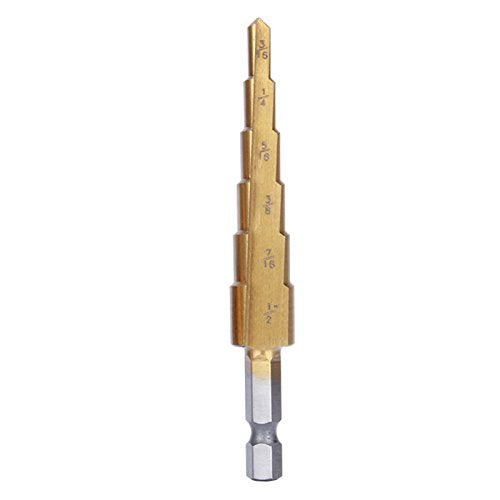 3Pcs/Set High Speed Steel Titanium Step Drill Bit Set with Pouch Impact Driver Compatible 28 (1/8-3/4'')
