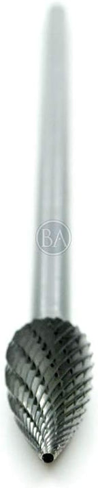 Benchmark Abrasives 6” Pointed Tree Shape Double Cut Tungsten Carbide Die Grinder Bits Metal Deburring Tool Rotary Burr, 1/4 Inch Shaft, Engraving Tool for Woodworking Shaping Carving (SG-5)