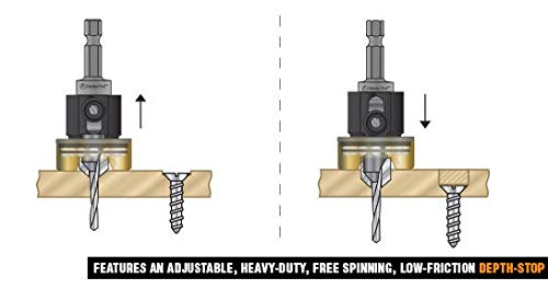 Amana Tool 82 Degree Countersink with Drill Bit Depth Stop and No-Thrust Ball Bearing, 55225, 3/8 D x 3/32 Drill D x 1/4 Inch Quick Release Hex Shank