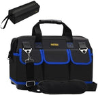 20 Inch Tool Bag, Waterproof Wide Mouth Tool Kit, Heavy Duty Tool Bag Organizer With Shoulder Straps and Molded Base, Tool Storage Package For Screwdrivers, Pliers, Nut Drivers (Blue20IN)