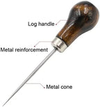 30PCS Wooden Handle Gourd Shape Scratch Awl Tool Pin Punching for Leather Pouch Hole DIY Handmade