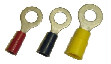 Crimp Ring Terminal, 10 Stud, Nylon/Vinyl, 16-14 AWG Pk 50