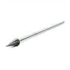 Benchmark Abrasives 6” Pointed Cone Shape Double Cut Tungsten Carbide Die Grinder Bits Metal Deburring Tool Rotary Burr, 1/4 Inch Shaft, Engraving Tool for Woodworking Shaping Carving (SM-5)