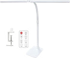 LED Desk Lamp for Office Dorm Home - Eye Caring Desk Light with Timer, Remote Control 24W 5 Color Brightest Dual Screen Computer Monitor Gooseneck Dimmable Table lamp with Anti-Glare Cover Base