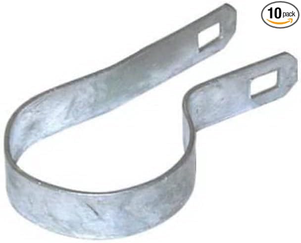Galvanized Steel Chain Link Tension Band, Durable Steel Chain Link Fence Hardware, Rust-Resistant, Easy Install, Includes Required Bolt (10, 6-5/8")