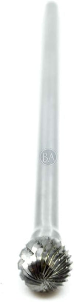 Benchmark Abrasives 6” Ball Shape Double Cut Tungsten Carbide Die Grinder Bits Metal Deburring Tool Rotary Burr, 1/4 Inch Shaft, Engraving Tool for Woodworking Shaping Carving (SD-5)