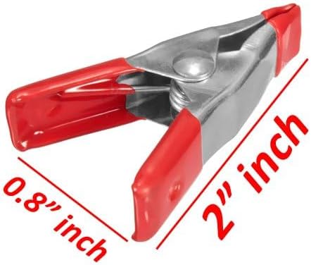 Wideskall® 2" inch Mini Metal Spring Clamps w/Red Rubber Tips Clips (Pack of 12)