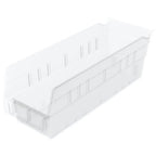 Akro-Mils 30120 Plastic Shelf Bins, Heavy Duty Storage Bins for Garage, Closet, and Drawer Organization, 12-Inch x 4-Inch x 4-Inch, Clear, 24-Pack
