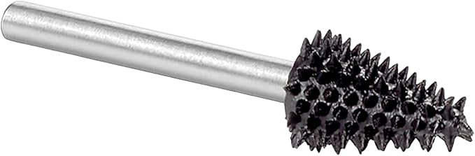 Kutzall Extreme Taper Rotary Burr, 1⁄8" Shaft, Very Coarse - Wood Carving Bit for Dremel, Foredom, DeWalt, Milwaukee. Abrasive Tungsten Carbide, 1⁄4" (6.3mm) Dia. X 1⁄2" (12.7mm) Length TX-14-EC