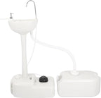 Outvita Portable Camping Sink w/ 19L Water Tank Rolling Wheels Towel Holder Soap Dispenser Faucet, Outdoor Foot Pump Washing Station for RV Boat Travel Picnic Worksit