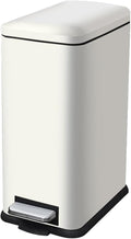 Bathroom Trash Can with Lid, 16.7L/ 4.4 Gallon Trash Can with Removable Inner Bucket, Soft Close lid, Stainless Steel Step Pedal Garbage Can for Bathroom, Kitchen, Home Office, White