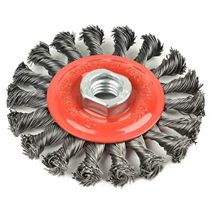 10 PCS - 4 Inch Twist Knotted Wire Wheel Brush for Grinders and Angle Grinder - 5/8 Inch-11 Threaded Arbor - 0.020 Inch Carbon Steel Wire - Heavy-Duty Conditioning for Metal - 4" x 5/8-Inch | 11 UNC