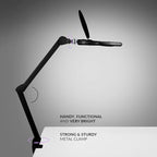 Neatfi LED Magnifying Lamp with Clamp, Dimmable, 6500K Color Temperature, Glare-Free, for Sewing, Painting, Jewelry Making, and Reading (Black, 6 Inch Glass Lens)