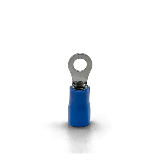 ANGSTROM #6 Bolt Ring Terminals, Insulated Electrical Crimp Connectors 100pcs (16-14ga Blue)