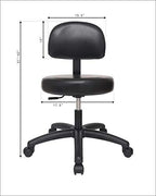 Chair Master Round Vinyl Chair/Stool-Black-for Garage, Counters, Shop, Kitchen, Computer Desks, Drafting Tables. Easy to Clean! (Glides, Medium Table 19"-27")