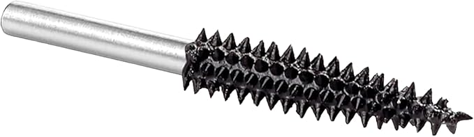Kutzall Extreme Taper Rotary Burr, 1⁄8" Shaft, Very Coarse - Wood Carving Bit for Dremel, Foredom, DeWalt, Milwaukee. Abrasive Tungsten Carbide, 1⁄8" (3.1mm) Dia. X 7⁄8" (22.2mm) Length TX-18-EC