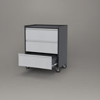 Metal Storage Cabinet with 3 Drawer and 4 Hooks,35.4" H Top Workbench Mobile Tool Chests Garage Cabinets with 4 Wheels,Tool Cabinets for Home,Office,Shop