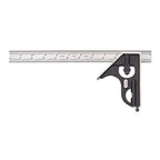 Starrett Steel Combination Square with Square Head and SLC - 12" Blade Length, Forged and Hardened Steel Heads, Reversible Lock Bolt, Scriber, Spirit Level, 4R Graduation Type - C33H-12-4RW/SLC