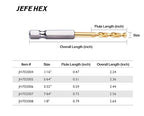 JEFE HEX 1/8" Hex Shank Drill Bits - 12 PCS HSS Titanium Drill Bits with Quick Change Shank Impact Driver Twist Drill Bit Set