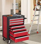7-Drawer Rolling Tool Chest with Locking Wheels & Drawers, 18.5" D x 27.9" W x 39.5" H Mobile Tool Storage Cabinet, Heavy-Duty Garage Organizer w/Ergonomic Handle