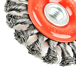 4 Pieces - 4 Inch Twist Knotted Wire Wheel Brush for Grinders and Angle Grinder - 5/8 Inch-11 Threaded Arbor - 0.020 Inch Carbon Steel Wire - Heavy-Duty Conditioning for Metal - 4" x 5/8-Inch | 11 UNC