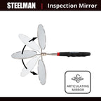 Steelman 29-Inch Telescoping Auto Inspection Mirror, Durable Steel, Articulating 3.25-Inch Round Mirror, Contoured Grip (Case of 10)