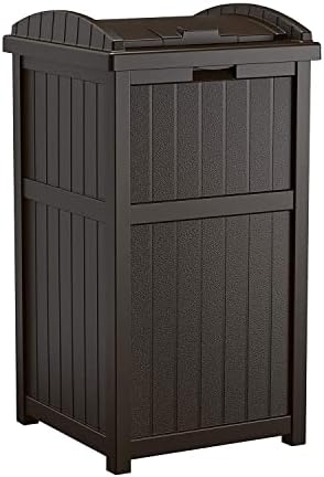 Suncast Trash Hideaway Outdoor Patio 33 Gal Garbage Waste Trash Can Bin (4 Pack)