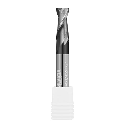 1/4" Micrograin Carbide Square End Mill Set 2 Flute HRC 55 AlTiN Coating End Milling Bits for Milling Alloy Steels, Hardened Steel, CNC Router Bits