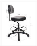 Chair Master Round Vinyl Chair/Stool-Black-for Garage, Counters, Shop, Kitchen, Computer Desks, Drafting Tables. Easy to Clean! (Glides, Medium Bench 19"-27")