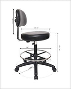 Chair Master Adjustable Chair for Exam Rooms, Labs, Doctor and Dentist Offices. Easy to Clean! 19"-27" Seat Height NO FOOTRING (Medium Desk Height, Black)