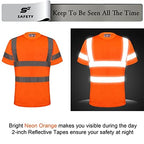 High Visibility Shirts for Men Class 3 Hi Vis Reflective Construction Shirts for Men with Pocket Safety T Shirt for Mens Work Shirt for Mens Short Sleeve