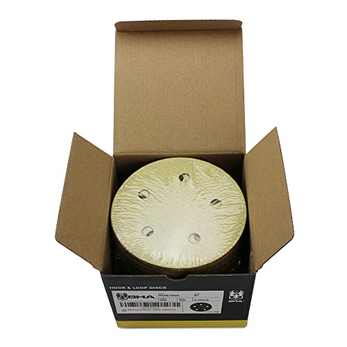 BHA 5" Inch 5 Hole Hook and Loop Sanding Discs for Orbital DA Sanders - 100 Pack (100 Grit)