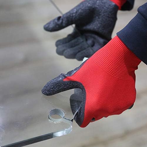 Evridwear Crinkle Latex Rubber Hand Coated Safety Work Gloves for Men Women General Multi Use Construction Warehouse Gardening Assembly Landscaping (XS-Size) Red 120 Pairs Pack