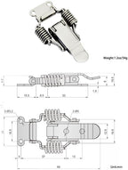 2 Pack Small Stainless Steel Spring Toggle Latch and Hook, Spring Draw Locking Catch Clamp Lacth with Screws for Toolbox Cabinet Boxes, 2-7/10 inch x 1 inch