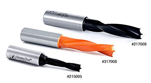 Amana Tool 215005 Solid Carbide Brad Point Dowel Drill Bit Doweling Boring Drill Bits 5 mm Dia x 57.5 mm L Right Hand