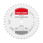 TWIN-TOWN 12-Inch 40-Tooth ATB Fine Finish Wood Cutting Circular Saw Blade, 1 Inch Arbor, Compatible with Table and Miter Saws, Premium Quality Woodworking Saw Blade