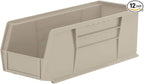 Akro-Mils 30234 AkroBins Plastic Storage Bins, Space-Saving Stackable Bins for Garage, Pantry, Craft Organization, 15-Inch x 5-Inch x 5-Inch, Stone, 12-Pack