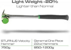 Sturnus Green 13oz Velocity Rip Claw Hammer – 13oz, Lightweight Aluminum & Ergonomic, Pro-Grade with Anti-Vibration Grip (Smooth Face, Long Handle)