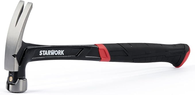 TRUE MECHANIC™ 22oz Hammer with Comfort Grip, Nailing Hammer Steel Head Steel Handle, AntiVibe, Rip Claw