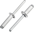 Linkup 150pcs pack 5/32" x 1" Pop blind Rivets, 4mm x 25mm pop rivets,Aluminum Body Steel Mandrel Rivets (Sliver),Dome Head aluminum rivets