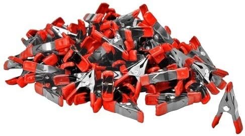 Wideskall® 2" inch Mini Metal Spring Clamps w/Red Rubber Tips Clips (Pack of 120)