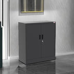 BESFUR Metal Storage Cabinet 36" H, Black Steel Locking Cabinet with 2 Lockable Doors and 2 Adjustable Shelves for Home Office, Garage, School, Apartment, Warehouse