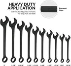 Neiko 03129A Jumbo Combination Wrench Set, 10-Piece Open-End Wrench Set, SAE Sizes 1 5/16 Inches to 2 Inches for Large Vehicles, Black Oxide Finish
