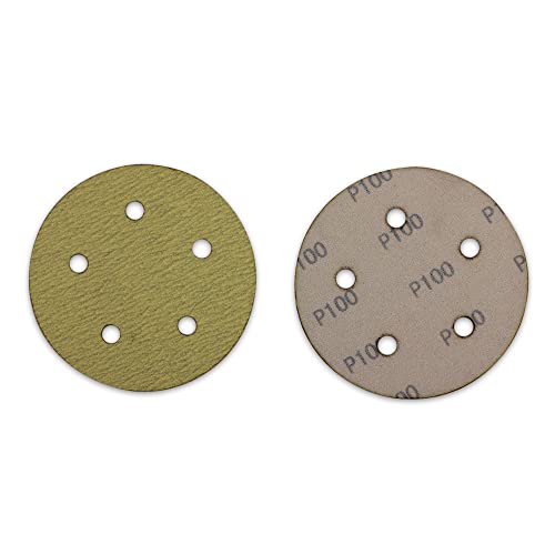 BHA 5" Inch 5 Hole Hook and Loop Sanding Discs for Orbital DA Sanders - 100 Pack (600 Grit)