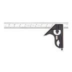 Starrett Steel Combination Square with Square Head - 12" Blade Length, Forged and Hardened Steel Heads, Reversible Lock Bolt, Scriber, 16R Graduation Type - C33H-12-16R