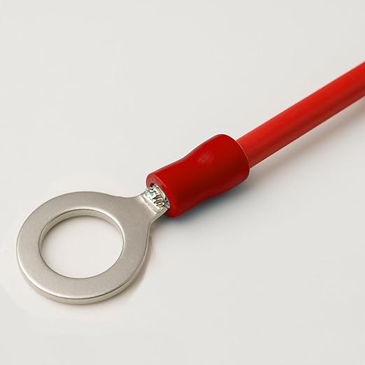 ANGSTROM 1/2" Bolt Ring Terminals, Insulated Electrical Crimp Connectors 100pcs (22-16ga Red)
