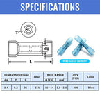 Qibaok 200 PCS Heat Shrink Butt Connectors, Waterproof Insulated Electrical Wire Crimp Connectors Butt Splice Terminal for Automotive Marine Boat Truck Trailer Stereo