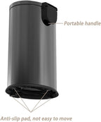 Trash Can with Lid - Assembled in USA 40 Liter/10.5 Gallon Stainless Steel Trash Can with Odor Protection Kitchen Garbage cans with Soft-Close Foot Pedal for Bathroom Home Office, Black
