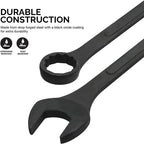Neiko 03129A Jumbo Combination Wrench Set, 10-Piece Open-End Wrench Set, SAE Sizes 1 5/16 Inches to 2 Inches for Large Vehicles, Black Oxide Finish